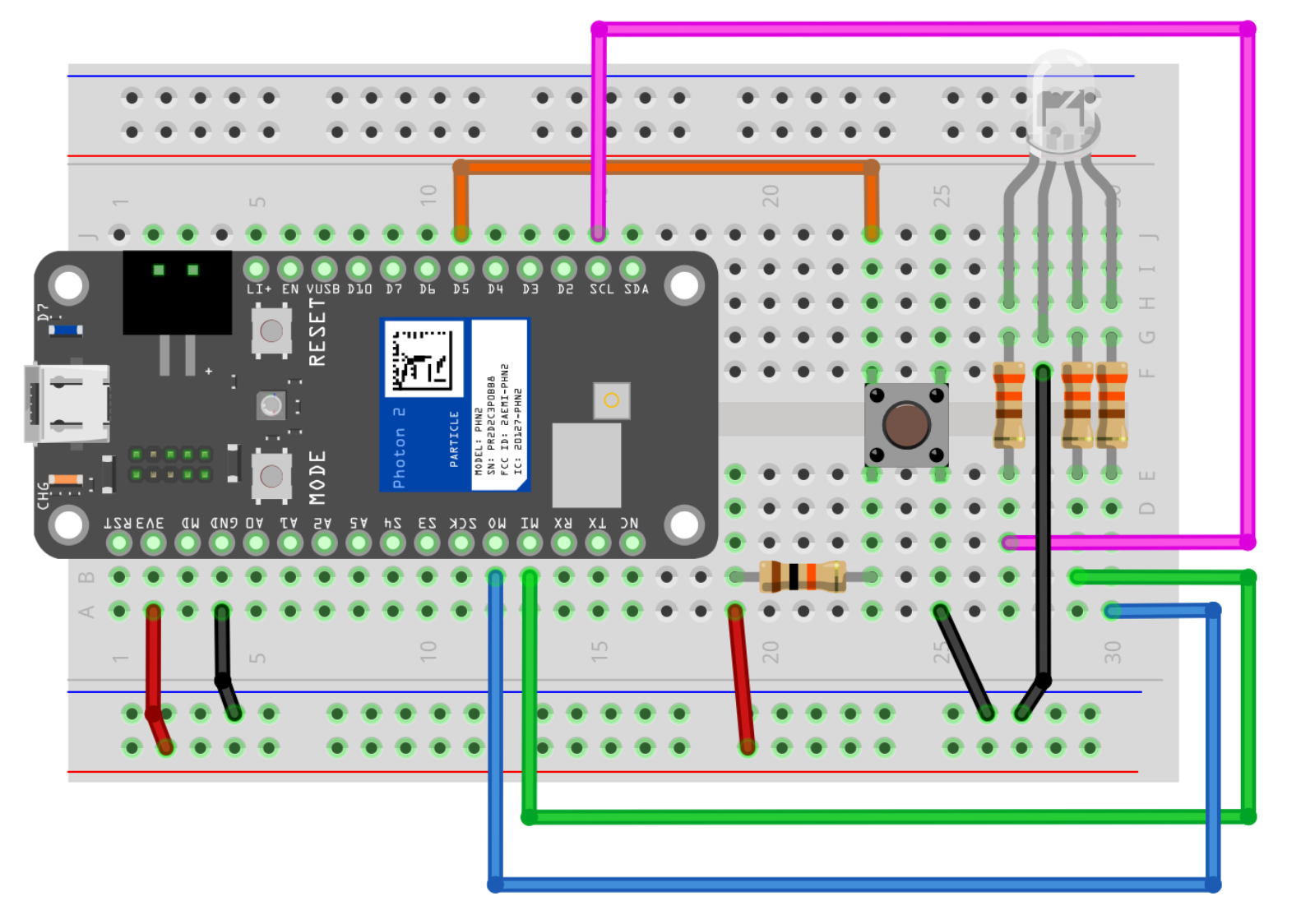 Button and RGB LED circuit